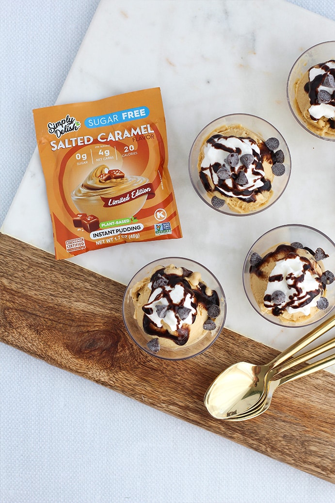 Salted Caramel Ice Cream Sundaes by @klean.kate Top View with pack