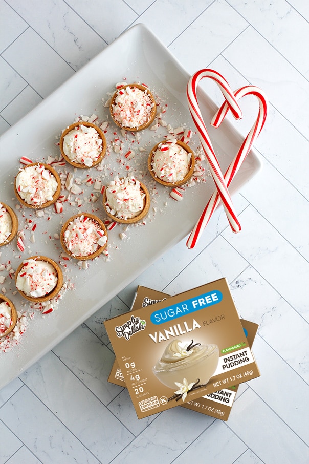 Candy Cane Peppermint Tarts by @klean.kate_Featured Image with Simply Delish Vanilla Pudding