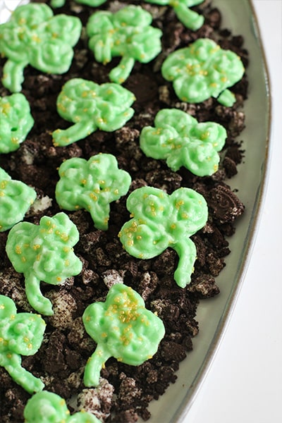 Shamrock Frozen Frosting Bites with Vanilla Frosting close up