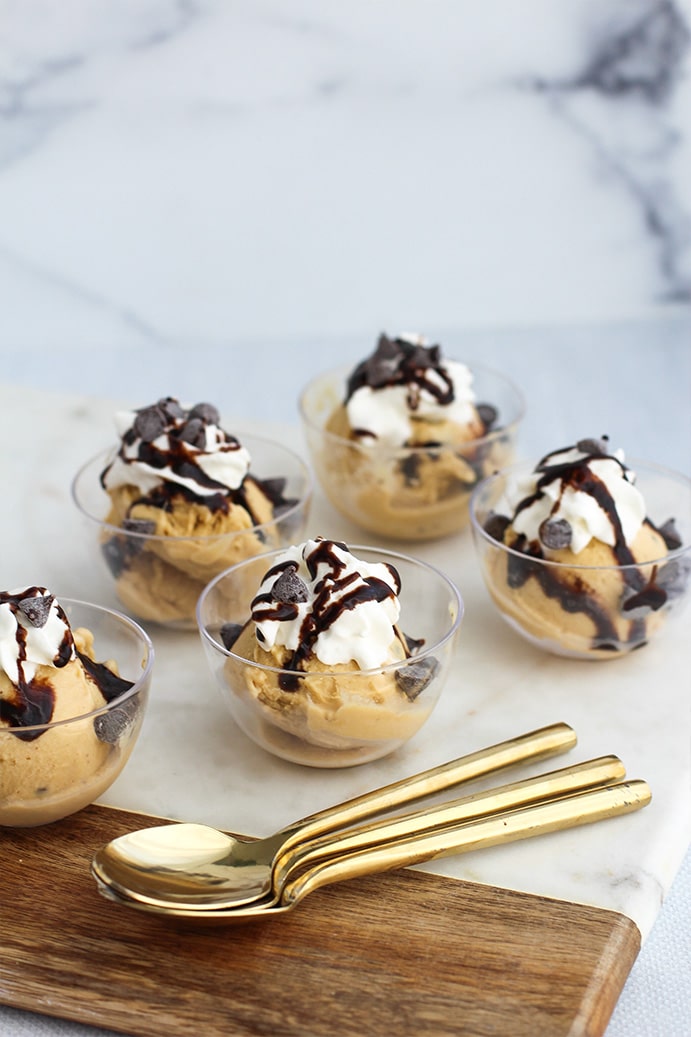 Salted Caramel Ice Cream Sundaes by @klean.kate close up