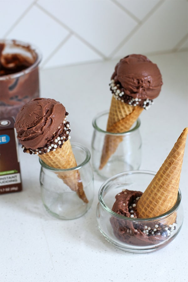 Sugar Free Chocolate Ice Cream Cone top view