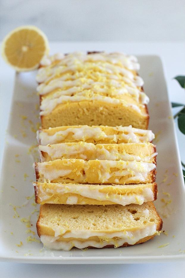 Keto Lemon Pudding Loaf Front view close up