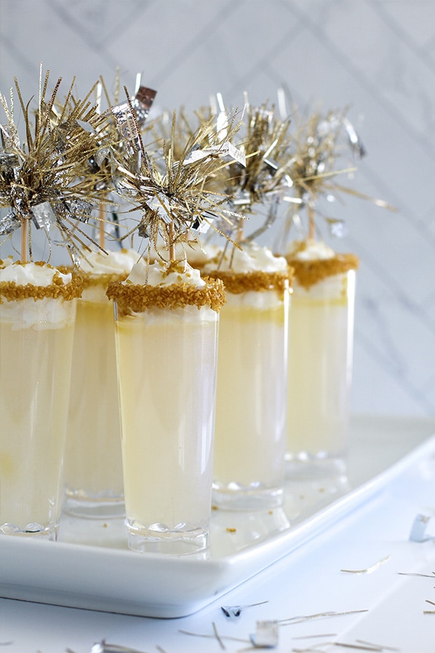 New Year's Champagne Jello Sparklers Close Up