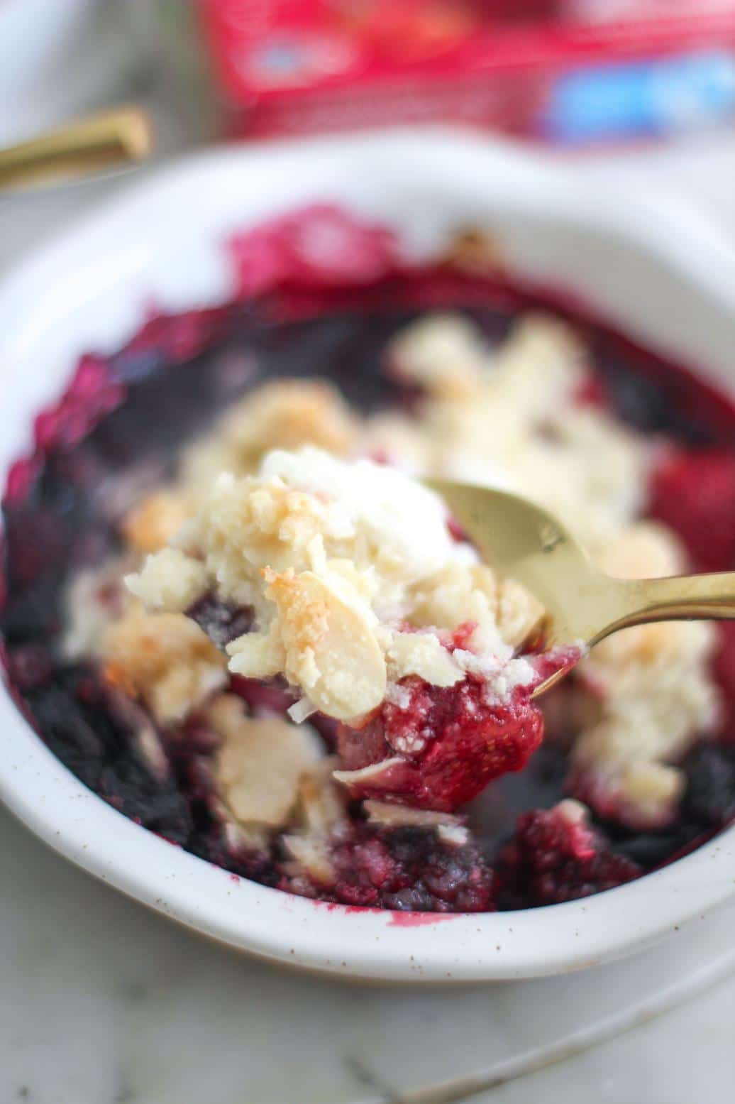 Keto Berry Cobbler by @klean.kate Close Up with Spoon