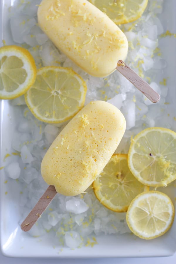 Lemon Pudding Popsicles close up