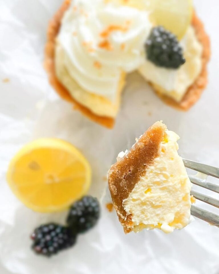 Mini Keto Lemon Cream Pies - fork