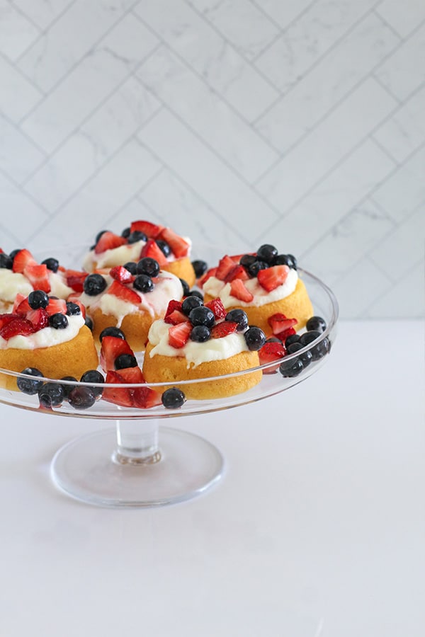 Vanilla Pudding Patriotic Berry Shortcake Front View