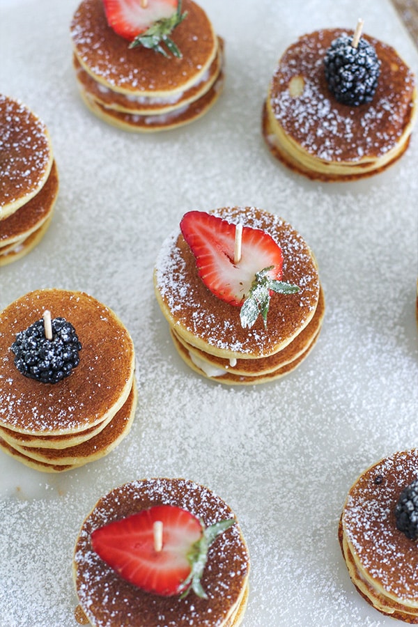 Vanilla Frosting Maple Butter Pancake Bites top view