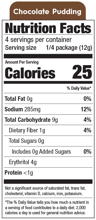 Nutrition Facts - Chocolate Pudding by Simply Delish