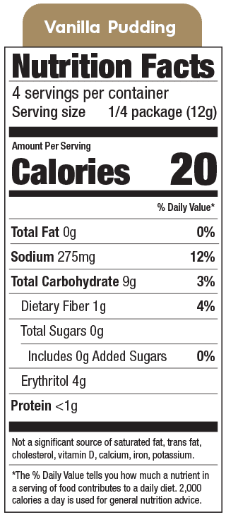 Nutrition Facts - Vanilla Pudding by Simply Delish