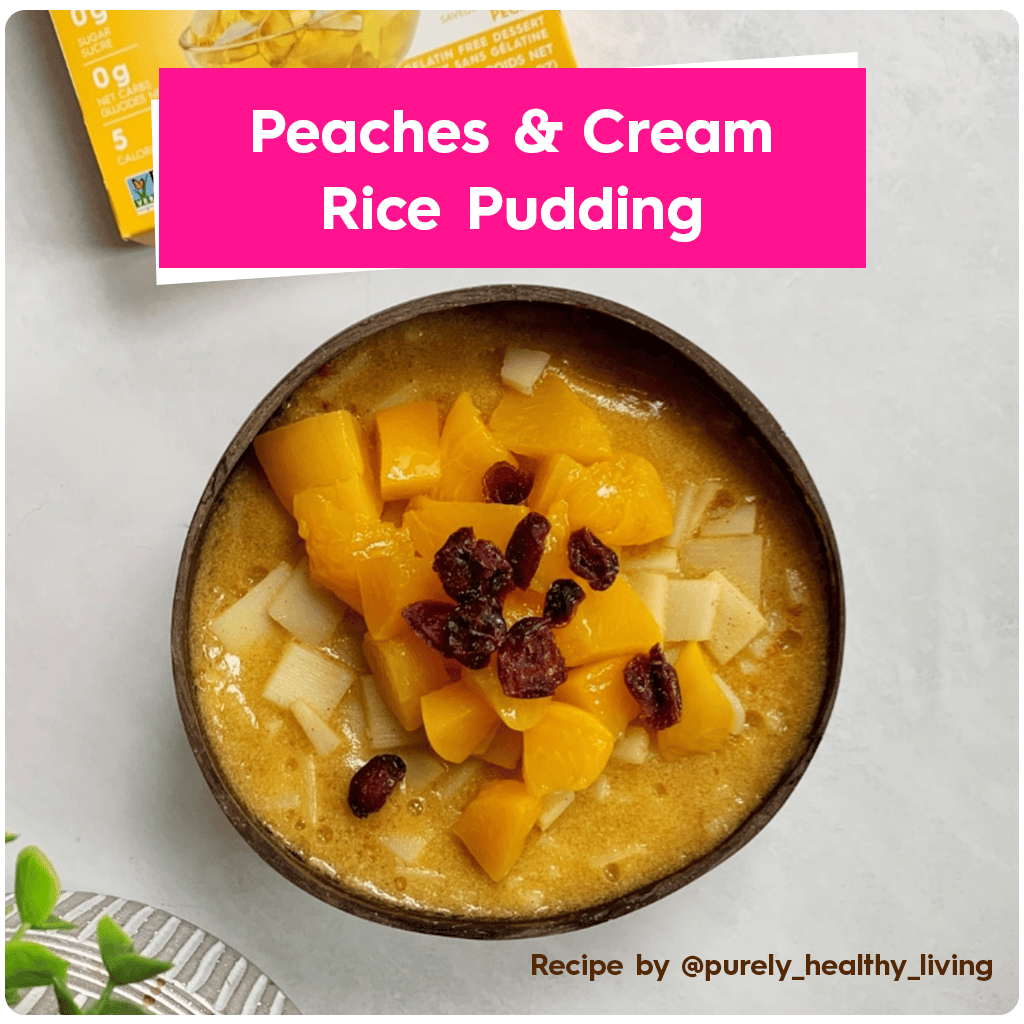 Peach Jel Dessert - Peaches and Cream Rice Pudding